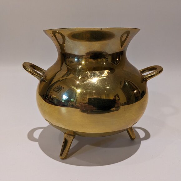 Vintage Heavy Solid Brass Caldroun Planter Pot - MCM Mid Century Halloween - Picture 3 of 7